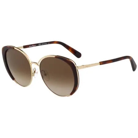 Salvatore Ferragamo 太陽眼鏡(琥珀配金)SF207S✿20D003
